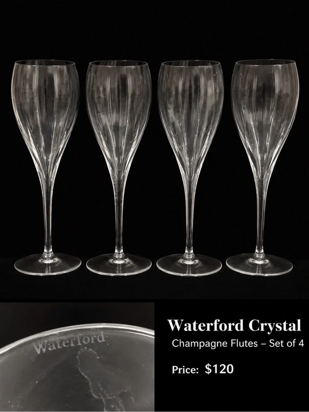 Waterford Crystal Clear Champagne Flutes - Set of 4‎
